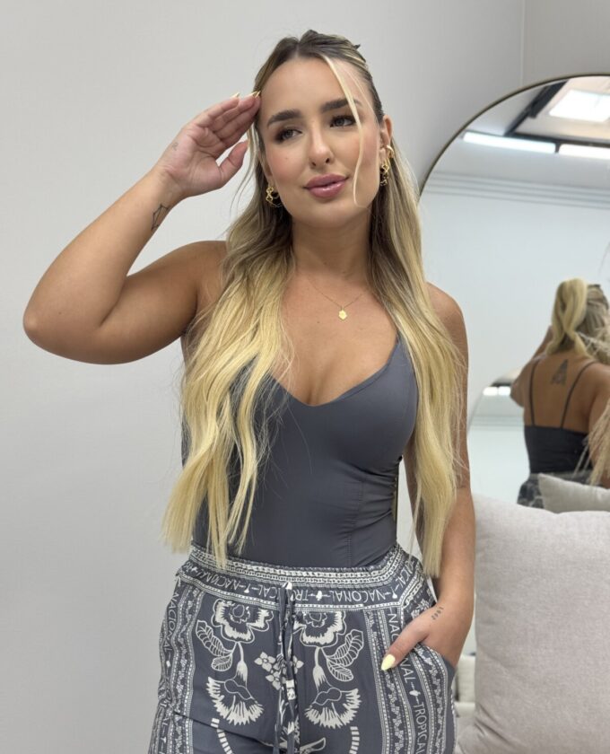 OPicoGirl - Body Maiô Alana - Cinza