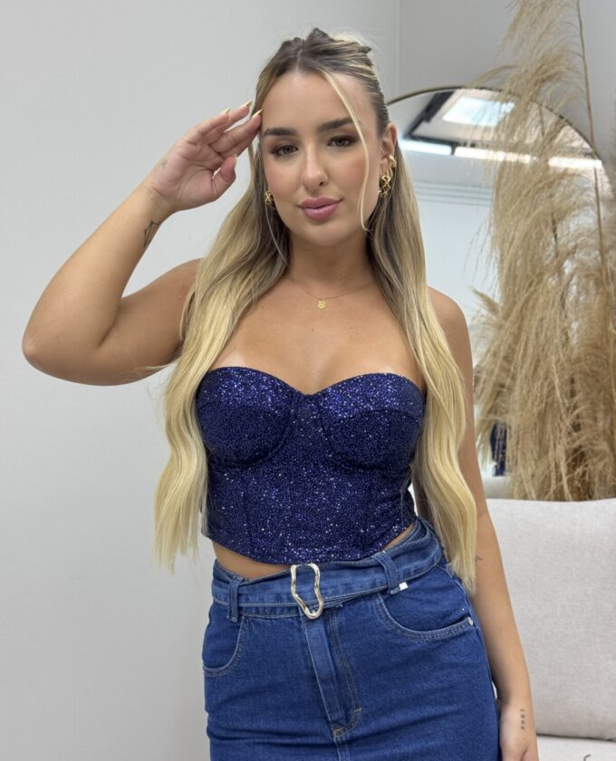 OPicoGirl - Corselet Brilho - Azul