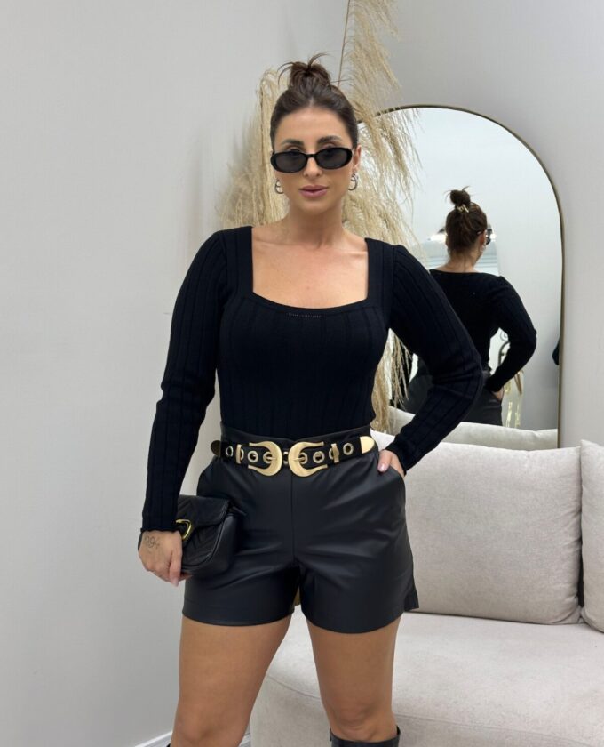 OPicoGirl - Body Tricô - Preto
