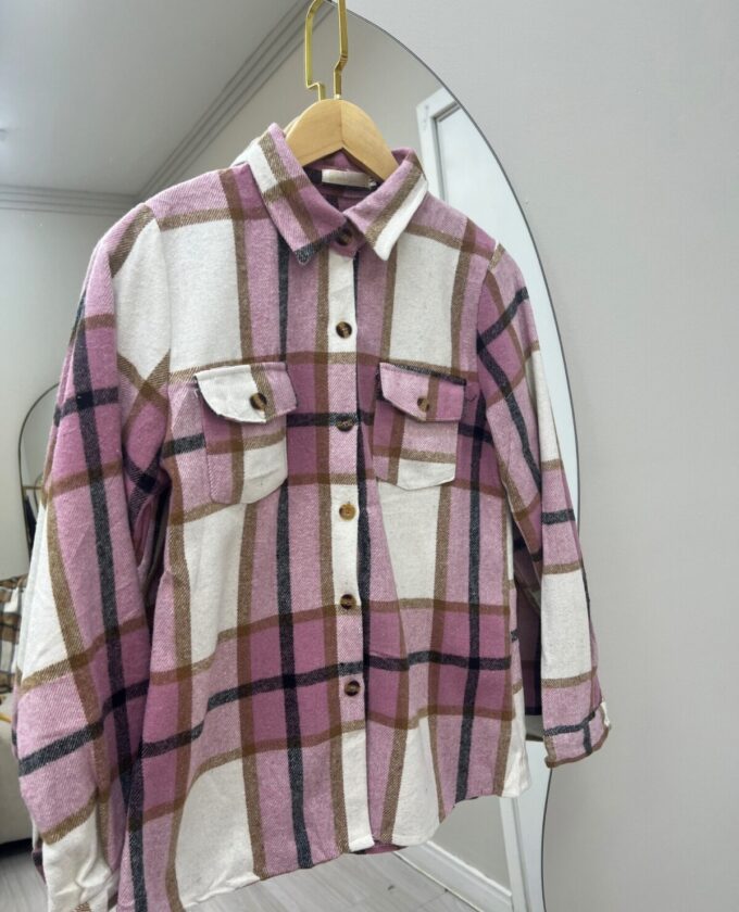 OPicoGirl - Camisa Flanela Xadrez - Rosa