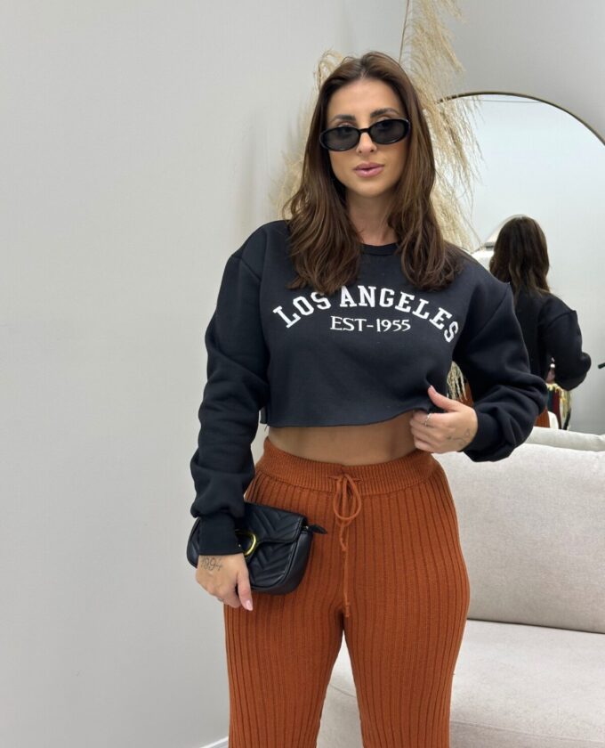 OPicoGirl - Cropped Moletom - Los Angeles - Preto