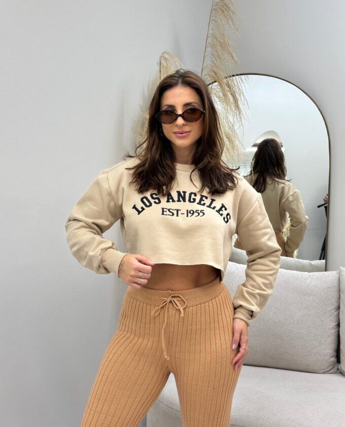 OPicoGirl - Cropped Moletom - Los Angeles - Preto
