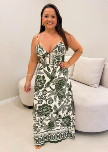 OPicoGirl - Vestido Eslovênia - Verde Militar