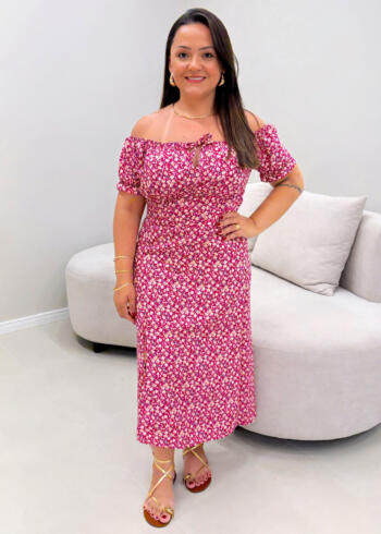 OPicoGirl - Vestido Ananda - Preto com flor rosa