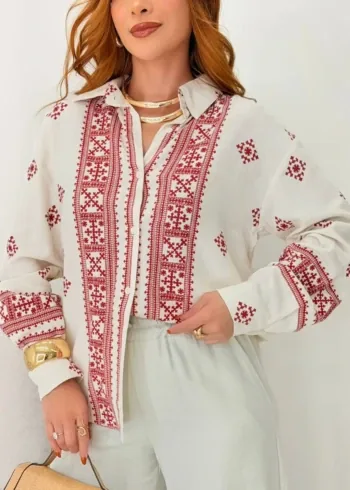 OPicoGirl - Camisa Melinda Bordada - Azul