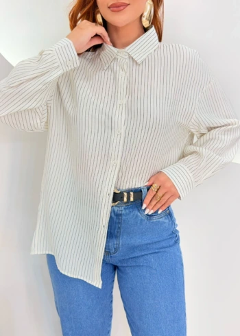 OPicoGirl - Camisa Jaque Listrada - Azul Claro (cópia)