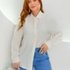 OPicoGirl - Camisa Jaque Listrada - Branco c/ risco Azul (cópia)