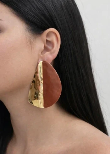 OPicoGirl - Brinco Dourado Bicolor - Caramelo