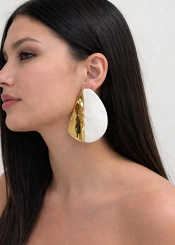 OPicoGirl - Brinco Dourado Bicolor - Caramelo