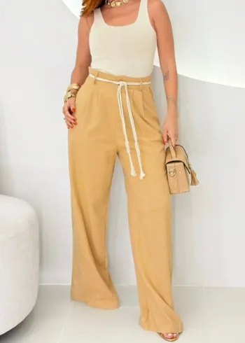 OPicoGirl - Calça Rute – Linho Premium - Preto