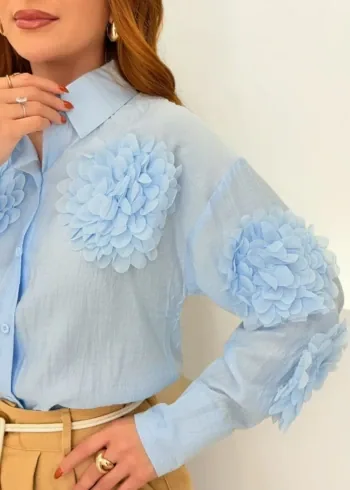 OPicoGirl - Camisa Flores - Azul