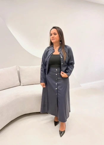 OPicoGirl - Corset Mia em Couro Eco - Preto