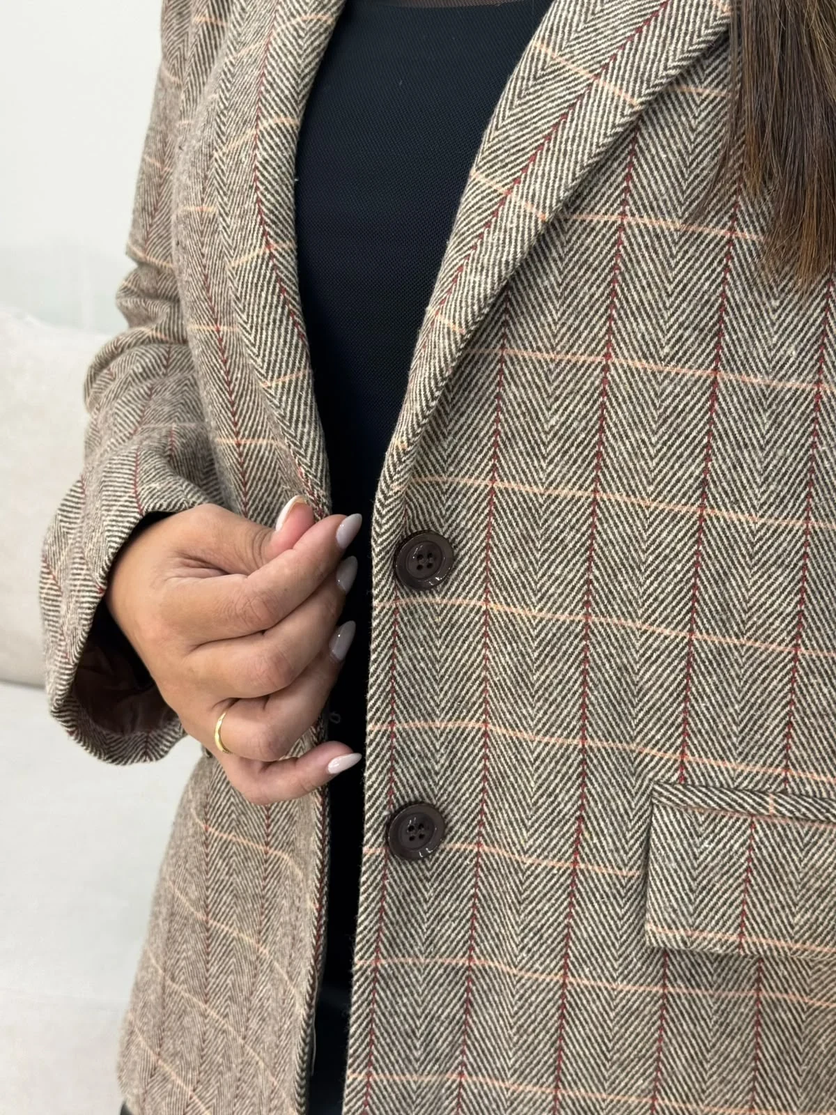 OPicoGirl – Blazer Xadrez Feminino – Grafite OPicoGirl - Blazer Xadrez Feminino - Grafite