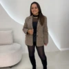 OPicoGirl - Blazer Xadrez Feminino - Grafite
