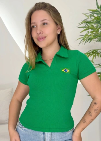 OPicoGirl - Blusa Brasil - Amarelo