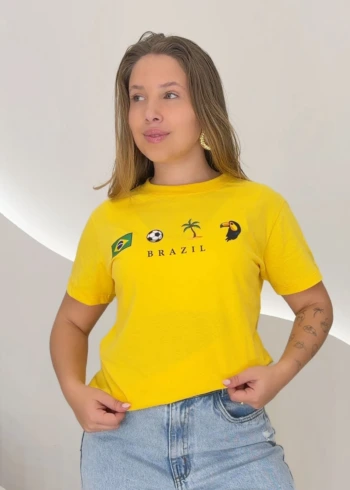 OPicoGirl – T-Shirt Brasil – Amarelo OPicoGirl - T-Shirt Brasil - Amarelo