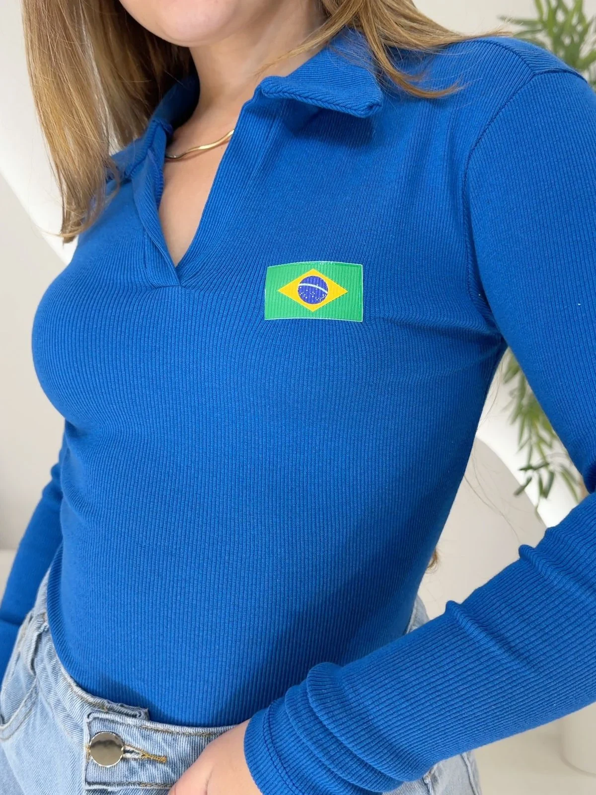 OPicoGirl – Blusa Manga Longa Brasil – Amarelo OPicoGirl - Blusa Manga Longa Brasil - Amarelo