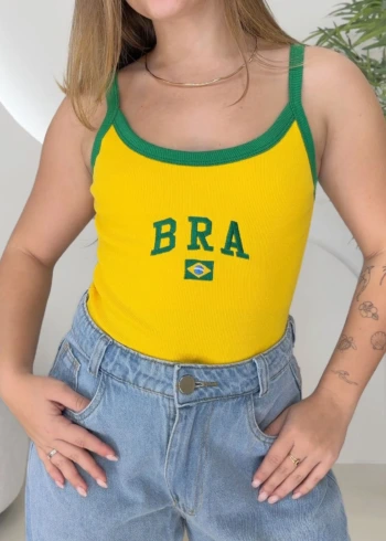 OPicoGirl – Regata Brasil – Amarelo OPicoGirl - Regata Brasil - Amarelo