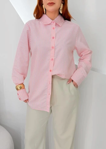 OPicoGirl - Camisa Listrada - Rosa