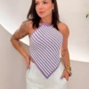 OPicoGirl - Cropped Modal Listra - Amarelo