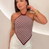 OPicoGirl - Cropped Modal Listra - Amarelo