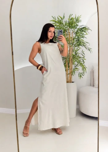 OPicoGirl - Vestido Linho - Branco