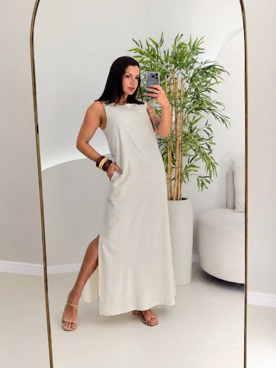 OPicoGirl – Vestido Linho – Branco OPicoGirl - Vestido Linho - Branco