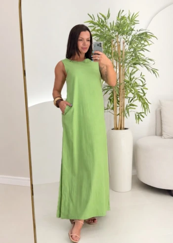OPicoGirl - Vestido Linho - Verde